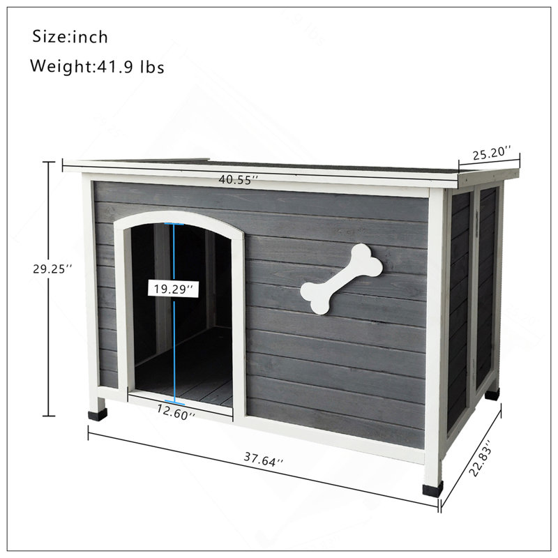Grande niche pour chien d'extérieur en bois, chenil imperméable et coupe-vent, facile à assembler pour les chiens de taille moyenne