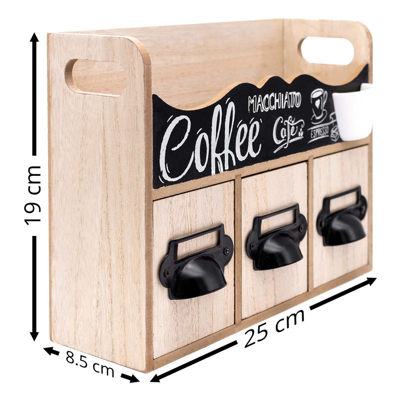 Tea Bag Storage Coffee Pod Holder, 3 Compartments