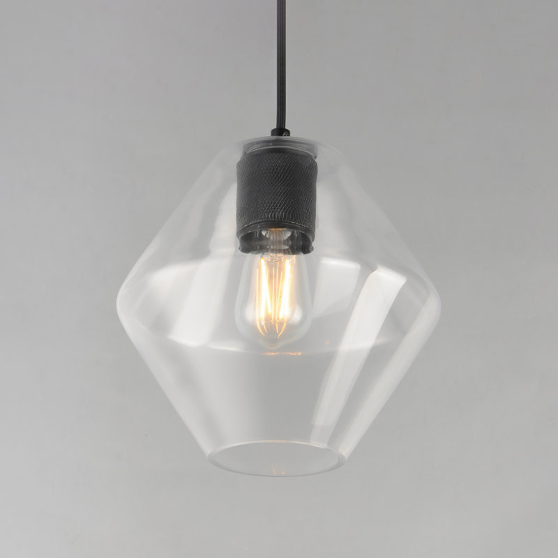 Geode-Single Pendant, Black, 11.5" H x 9.5" W x 9.5" D