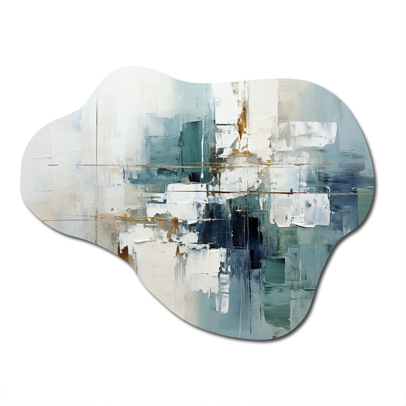 «Clayten - Abstract Collages Cloud», impression sur métal asymétrique moderne, H 27 po x l 35 po