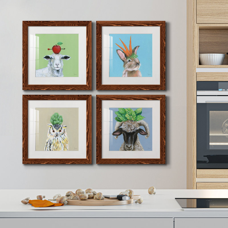 «Playful Nature», ensemble de 4 reproductions sur toiles encadrées, H 35,5 po x l 71 po x P 1,5 po, Érable, Pas de tapis