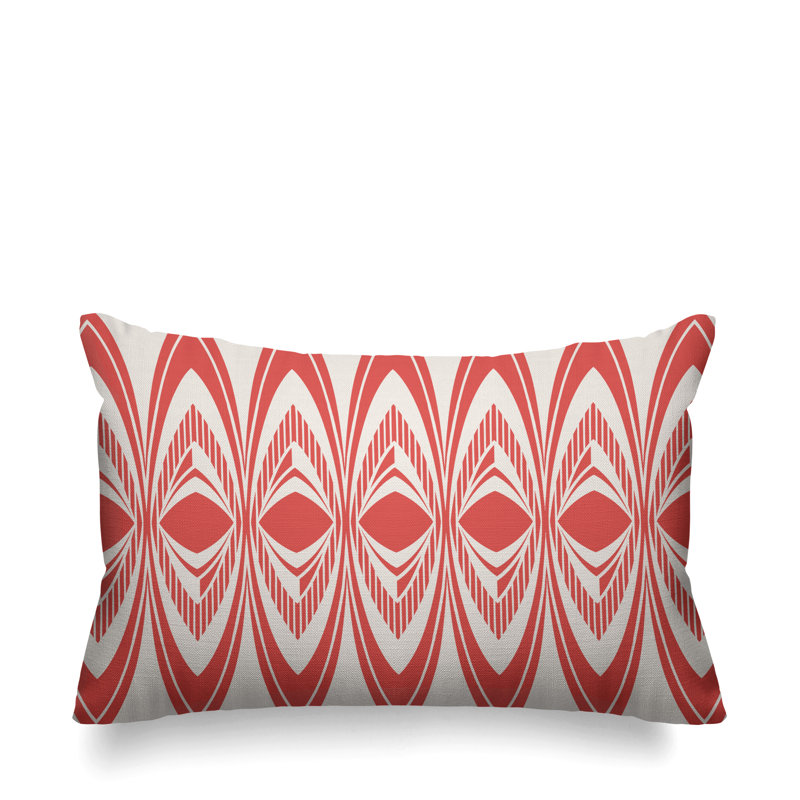 Coussin décoratif intérieur / extérieur Chinasa Tribal, Corail