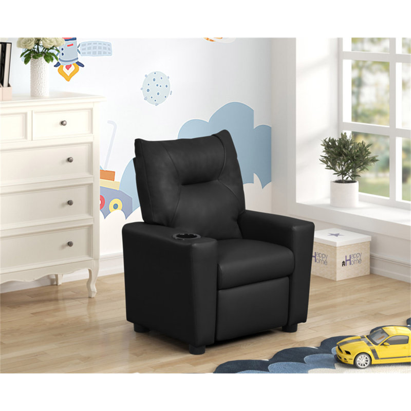 Fauteuil inclinable en cuir synthétique noir pour enfants Evelyne, Noir