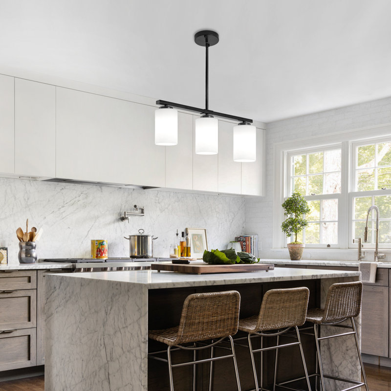 Volha 3 - Light Kitchen Island Pendant, White, Black