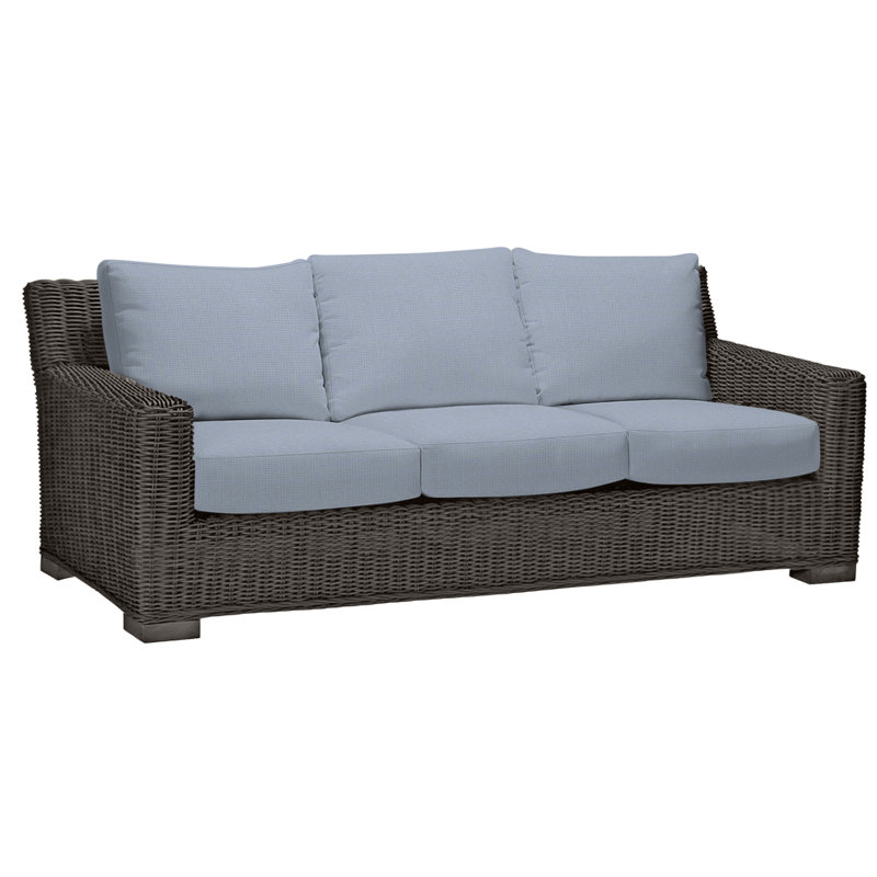Canapé rustique tissé - Noyer noir, Pas de soudure, Sunbrella® ‑ Arbor Chambray colombe, Noir noyer