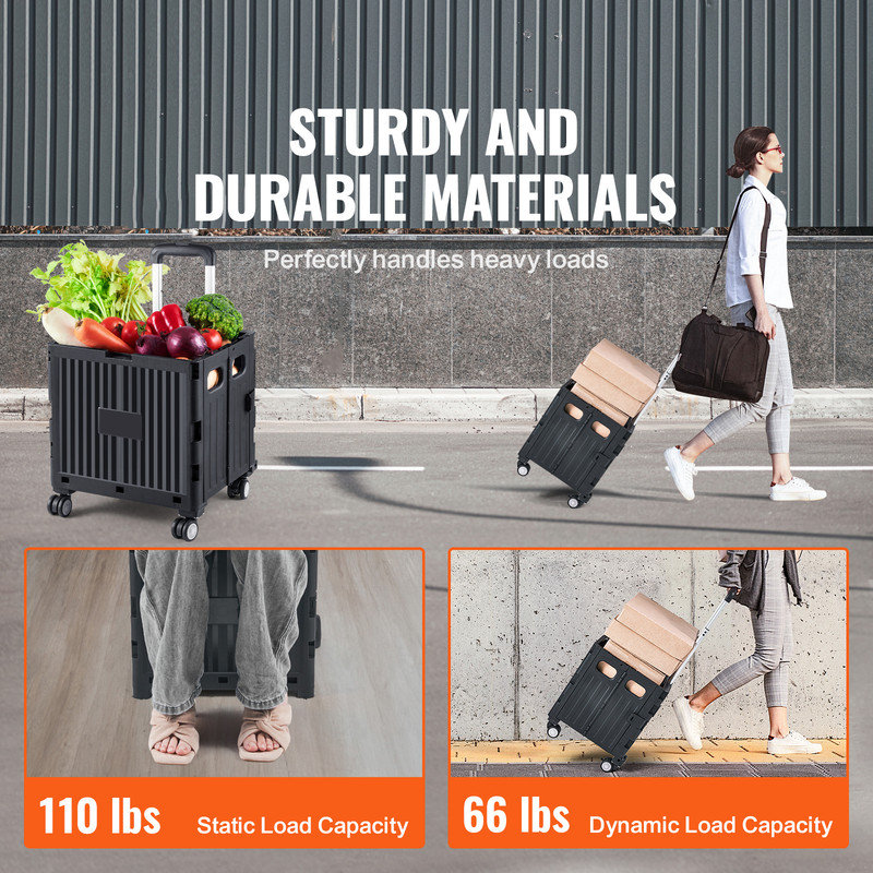 Chariot utilitaire pliable blanc avec 4 roues rotatives