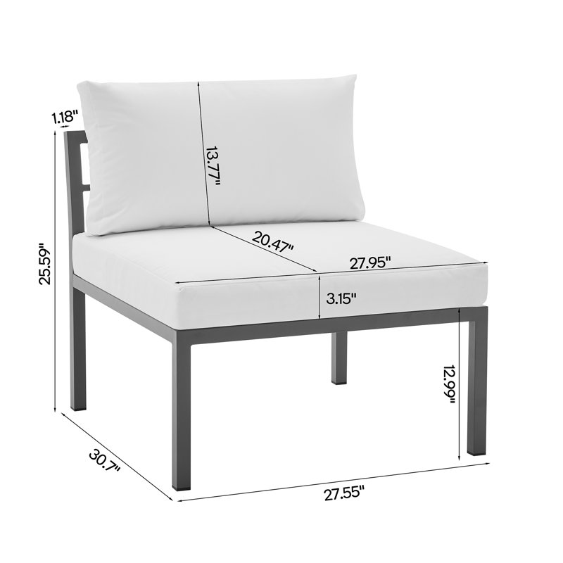 Sunnyside Modern Corner Patio Conversation Set with Table, White