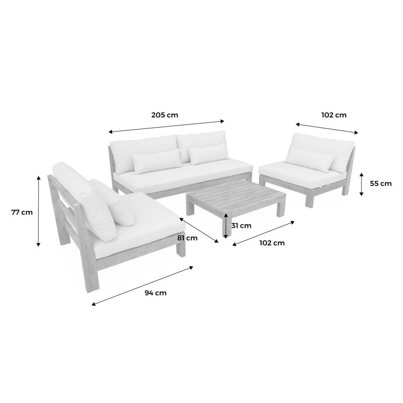Timothea 5-Seater Premium Wooden Garden Sofa Set