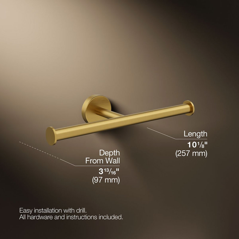 Double Toilet Tissue Holder, Vibrant Brushed Moderne Brass
