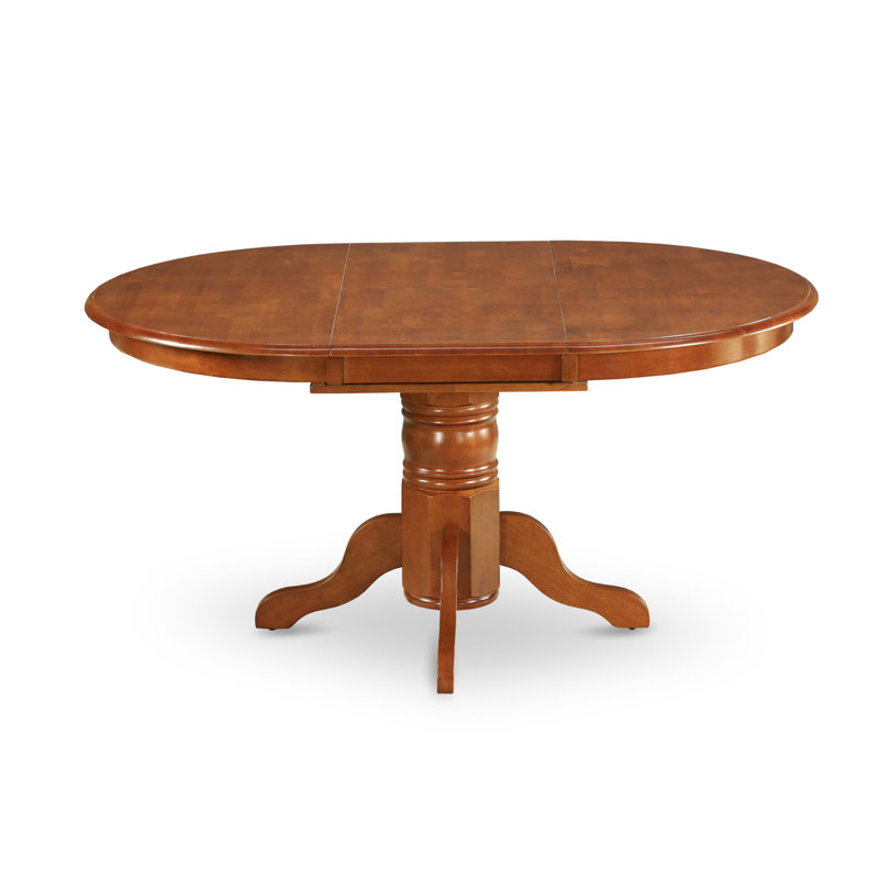 Avon Kitchen Dining Table - an Oval Wooden Table Top with Butterfly Leaf & Pedestal Base, Saddle Brown, Saddle Brown