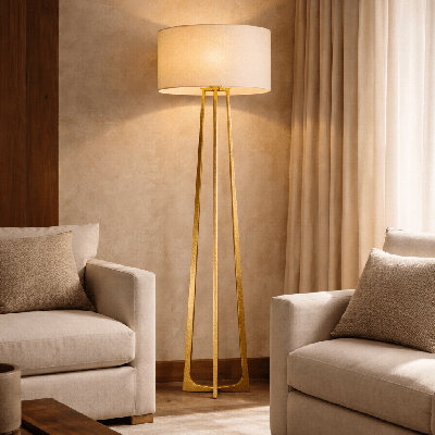 Tressara Aged Brass Hammered Floor Lamp