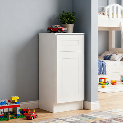 12" White Shaker Base Cabinet With Soft-Close Door,Drawer,Space-Saving Solid Wood Unit With Adjustable Shelf For Kitchen, Bath, Laundry, Garage (12"W X 24"D X 34.5"H)
