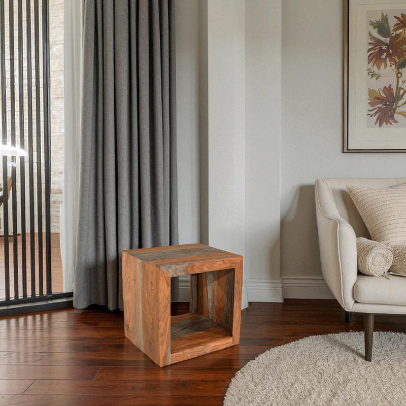 Goa Cube Solid Wood End Table