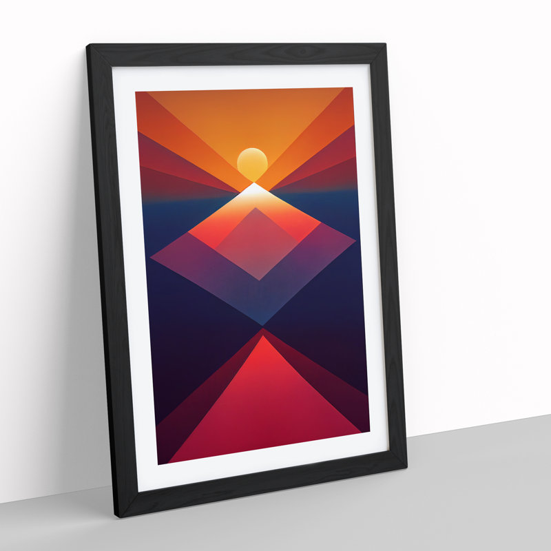 Elegant Abstract Sunset - Single Picture Frame Print, Black, 64cm H x 46cm W x 2cm D