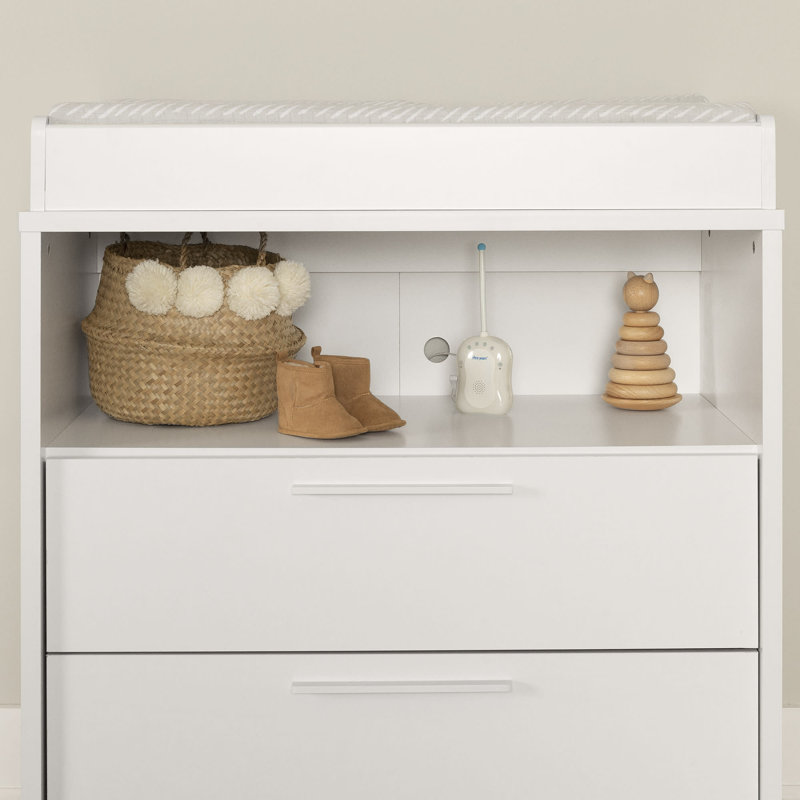 White Wooden Nursery Changing Table with Drawers