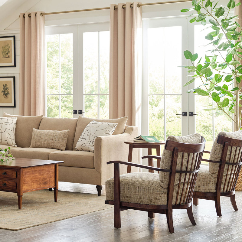 Hudson Valley Wood-Frame Chair, Brown Polyester Blend