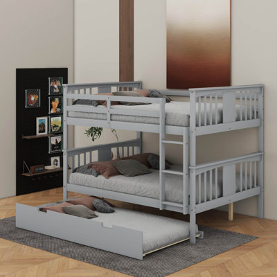 Full Over Full Bunk Bed With Twin Size Trundle And Ladder
