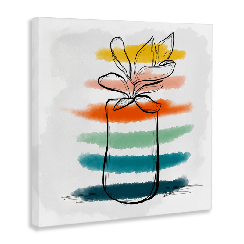 Plante avec des rayures colorées, design par Beki Marquardt, H 24 po x l 24 po