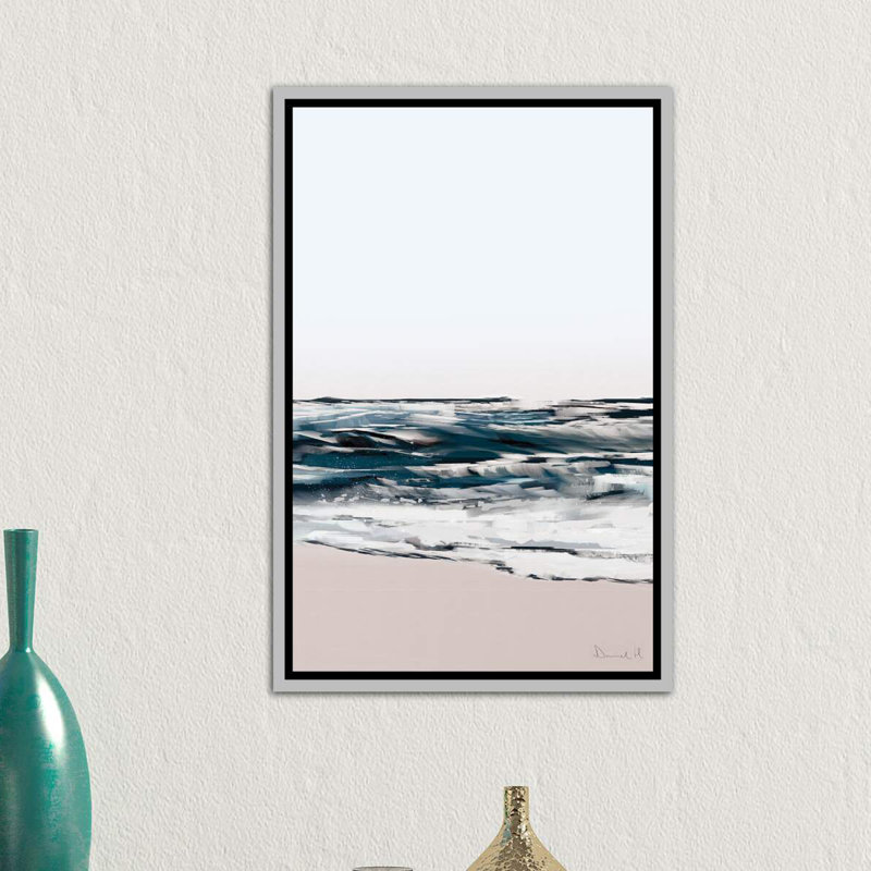 Impression d’art graphique Seashore, H 26 po x l 18 po x P 1,5 po, Toile avec cadre argenté