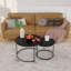 Ensemble de tables basses gigognes 2P 27,6 po - Motif de marbre de bois, structure en métal - Noir-129581404