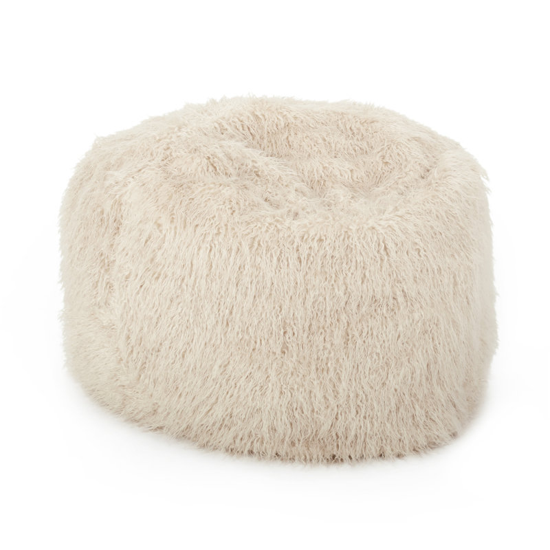 Mahin 5 Foot Rounded Faux Fur Bean Bag, Taupe Faux Fur