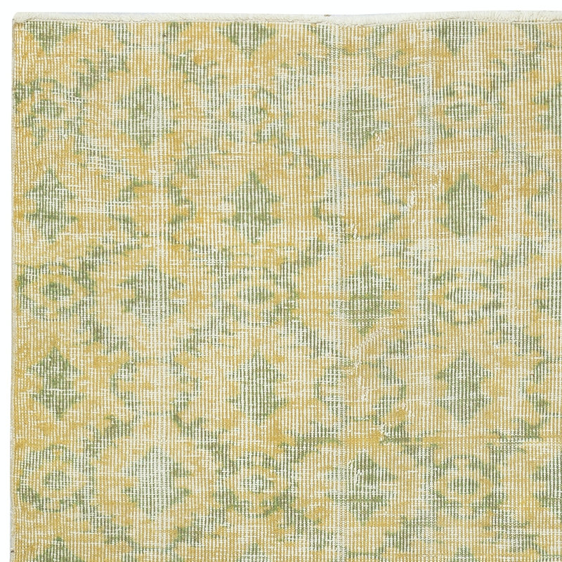 Tapis turc en laine fabriqué à la main de couleur jaune 3 x 6 pi avec motif floral