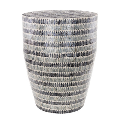 Cole and Grey Capiz Shell Handmade Mosaic Inlay Blue Side End Accent Table