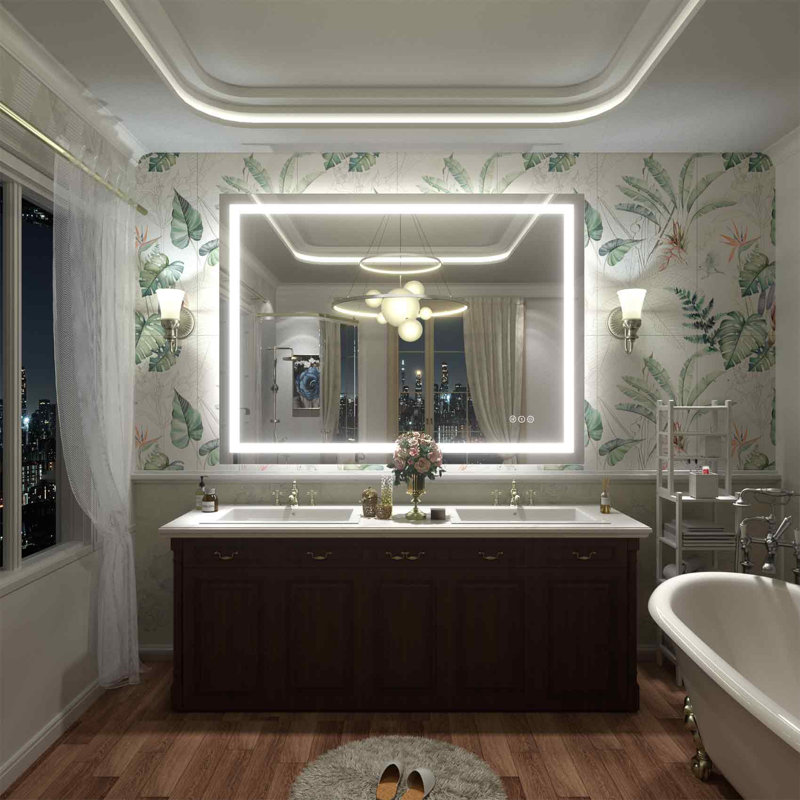 Wayfair Basics® UL Certified Front & Back LED Anti-Fog Tempered Glass Bathroom/Vanity Mirror with 3-Year Warranty, 48" x 36"