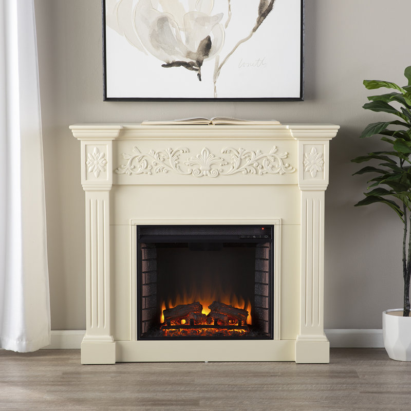Genevrier 44.5'' W Electric Fireplace & Mantel Package, Ivory