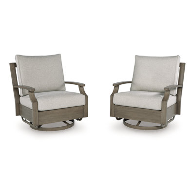 Inaya Outdoor Swivel Glider Chair With Cushion, Brown Coated Metal