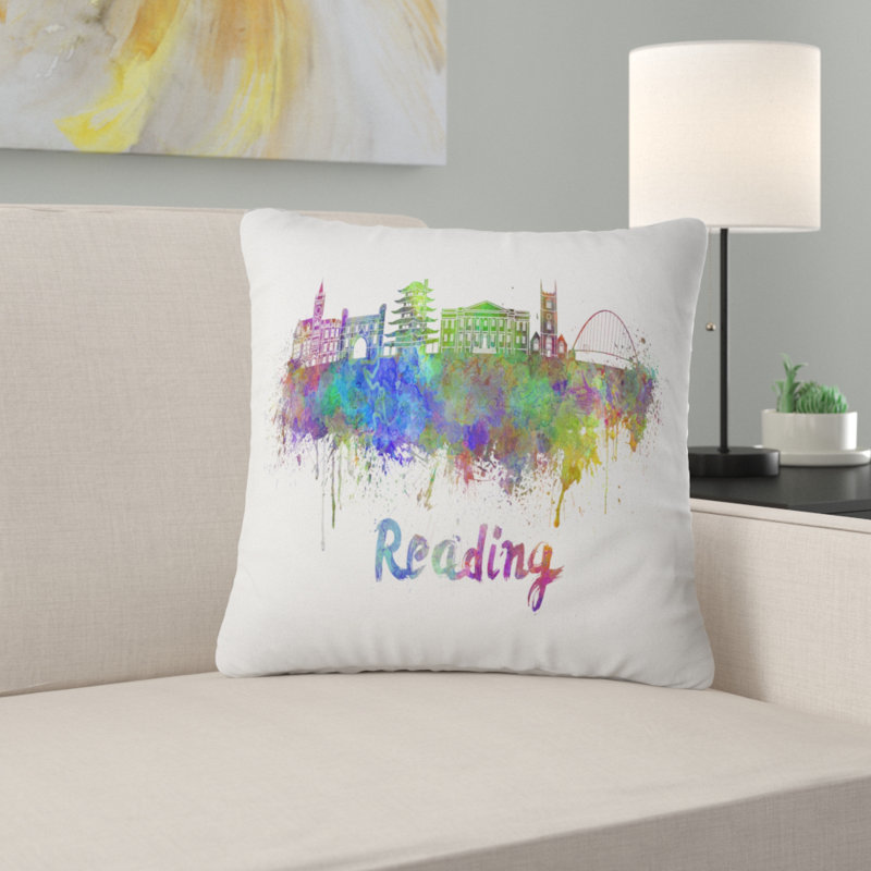 Coussin décoratif lecture paysage urbain, Rectangulaire, 12 po x 20 po