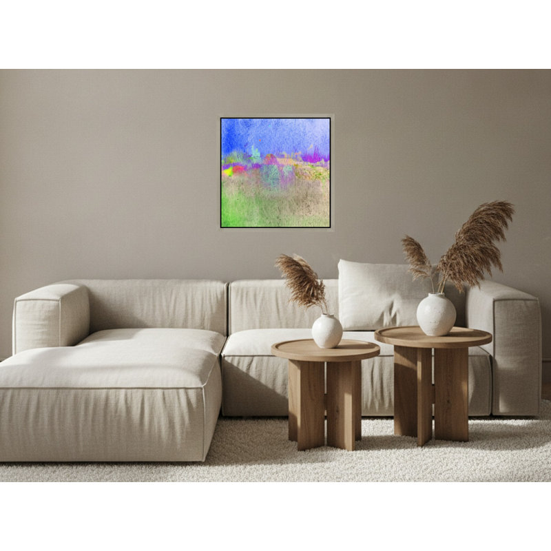 «Abstract Pastel Landscape in Blue and Green», art mural sur toile encadrée, 24" H x 24" W, Silver