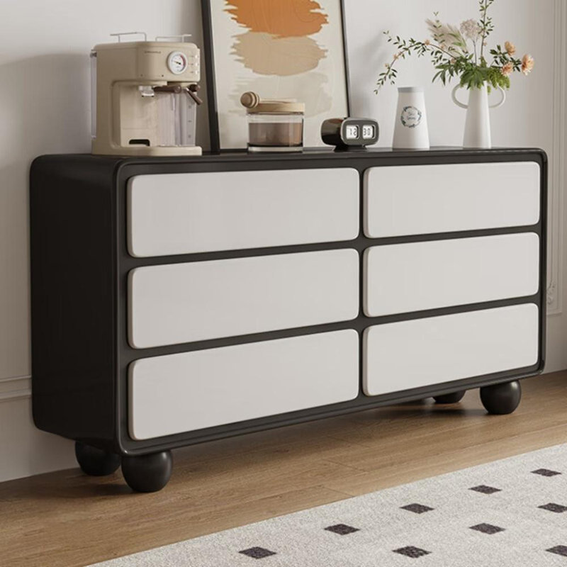 Buffet rétro français et à la mode, Noir / blanc cassé, H 30,71 po x l 55,12 po x P 13,78 po