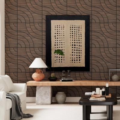 0.4 in. x 24 in. x 24 in. Smoked Self-Adhesive Square Edge MDF Decorative Wall Panelling (4-Pack)