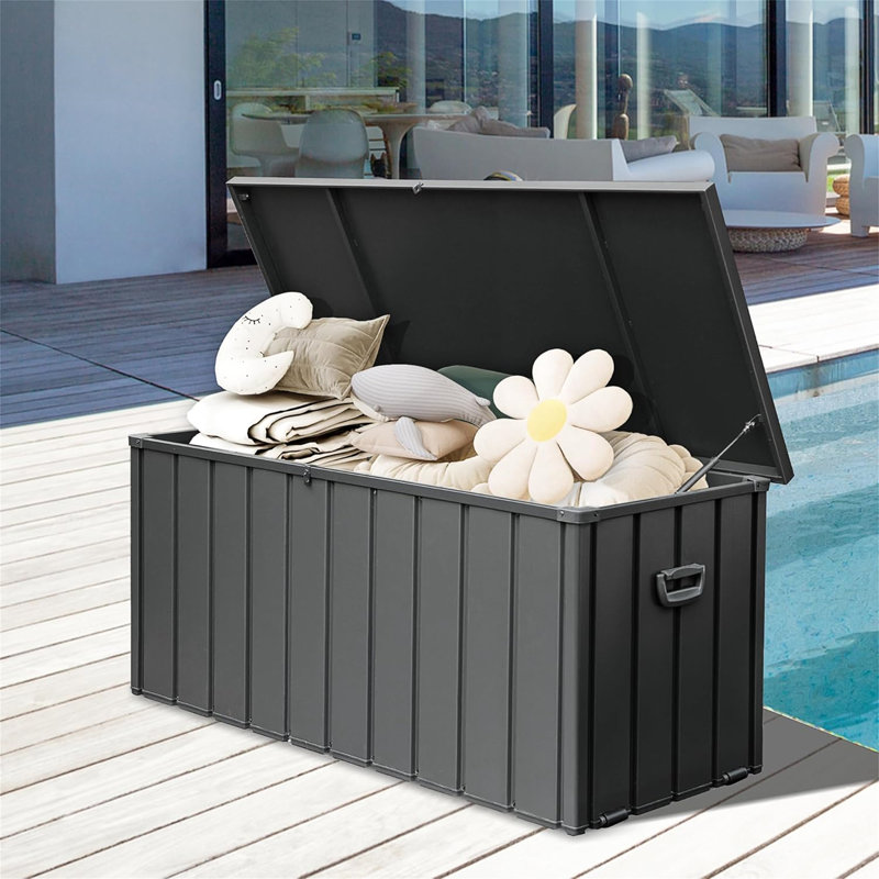 Coffre de terrasse en métal 190 gallons, Gris foncé