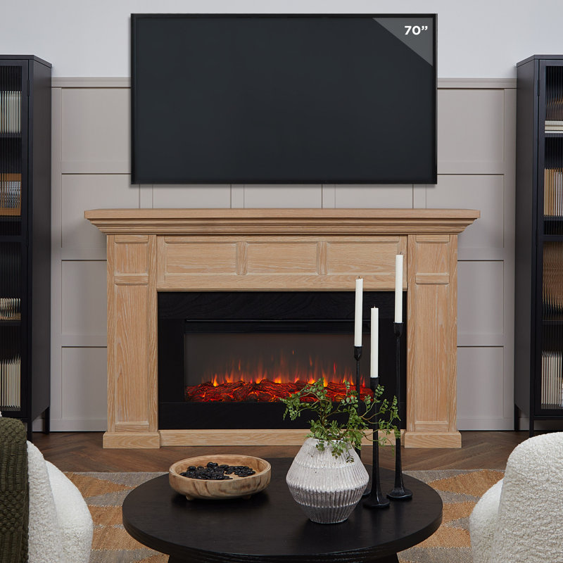 Alcott 75" Landscape Electric Fireplace by Real Flame, Standard, White Oak
