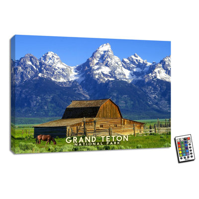 National Parks - Grand Teton 18 x 24 entièrement illuminé, impression DEL à changement de couleur