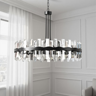 Lustre cylindrique moderne en cristal K9 de 8 lumières Jackeline pour le salon
