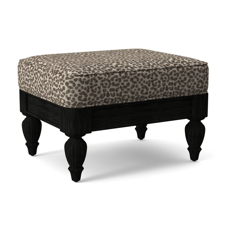 Grand View Ottoman, White Performance Fabric; 0851-94, Antique Black Finish