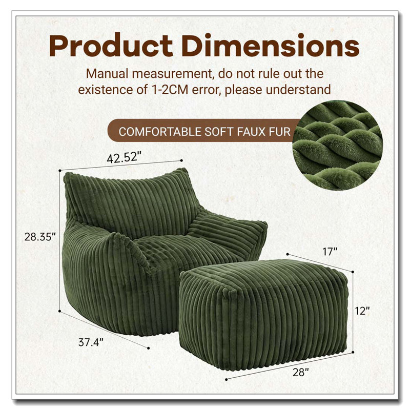 Sofa Chair with Ottoman, Green