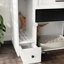 Maison de chat d'intérieur cachée avec 2 tiroirs et porte, table de bout blanche brune, écran supérieur pour le bac à litière d'élimination des odeurs d'air frais, rangement multifonctionnel, poignée facile à utiliser