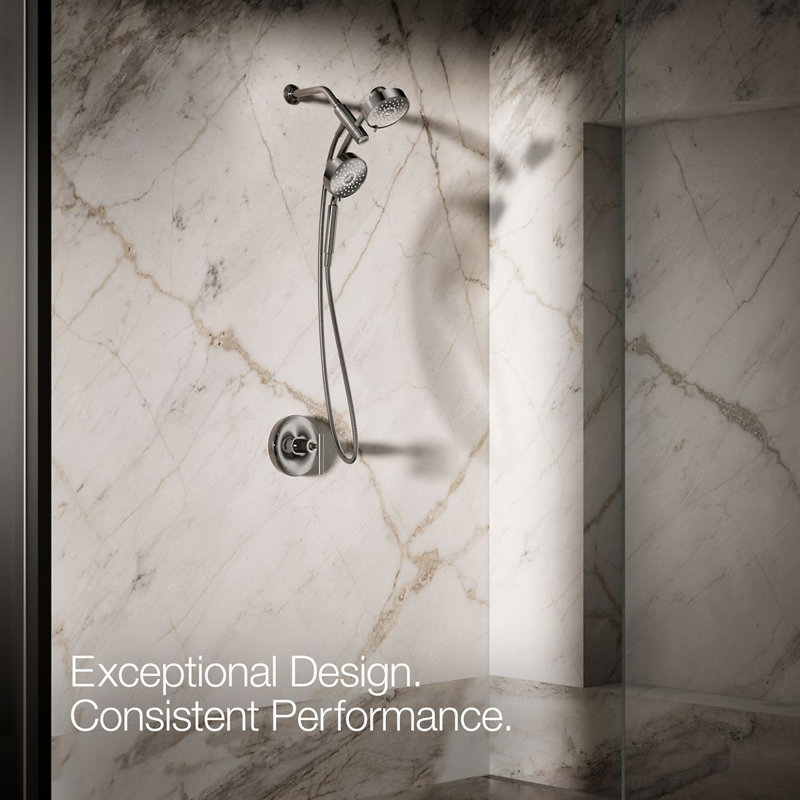 Kohler Purist® 2-In-1 Multifunction Shower Combo Kit, Showerhead and Handshower, Three Spray Settings, Vibrant Titanium