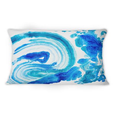 Coussin lombaire abstrait bleu et blanc