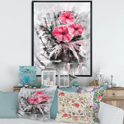 Fleurs abstraites - reproduction de cadre flottant sur toile