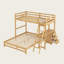 Lit superposé simple au dessus d'un lit double avec bureau intégré et 3 tiroirs, conception convertible, structure en bois massif, lit mezzanine peu encombrant pour enfants-510273423