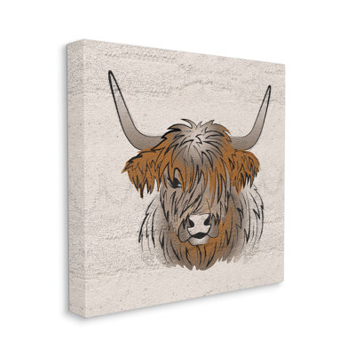 «Highland Cow», art mural sur toile par Martina Pavlova