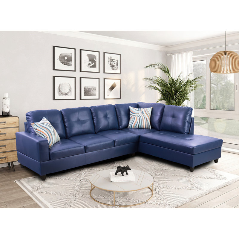 Upholstered Sectional, Right Hand Facing, Black