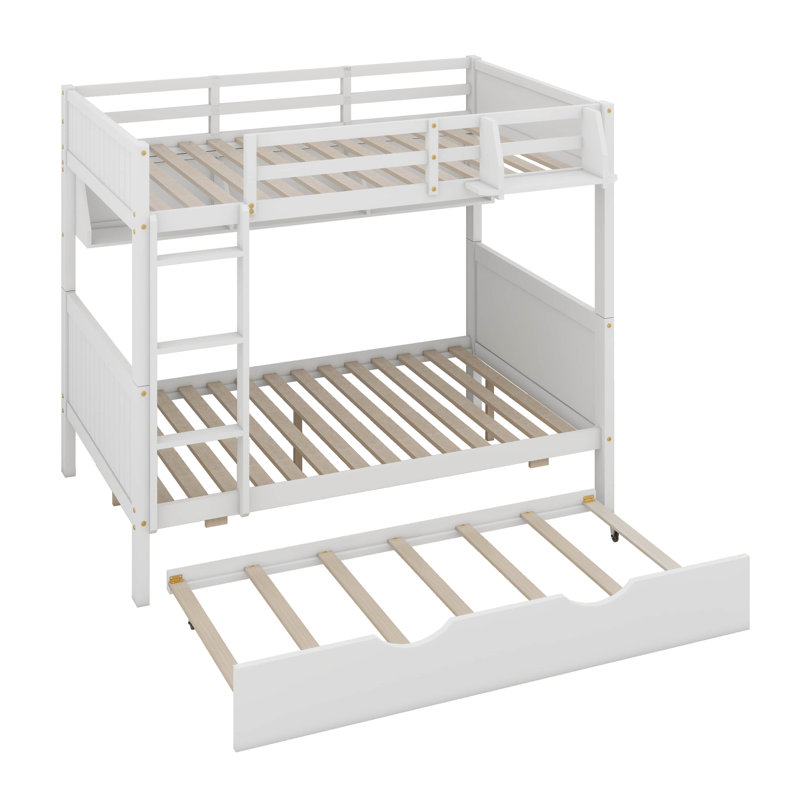 Lit superposé double au-dessus de double avec lit gigogne Pasko Kids, Blanc