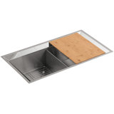 Poise® 33" L x 18" W x 9.5" Undermount Kitchen Sink Includes Cutting Board and Bottom Bowl Rack