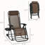 Fauteuil à bascule pliable d'extérieur zéro gravité avec oreiller, porte-gobelet et porte-téléphone, et pieds pliables, brun